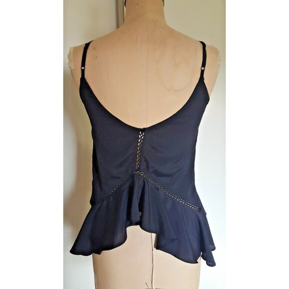 Y2K lack strappy ruffled tank top shirt XS with eyelet lace details - Picture 6 of 9